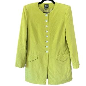 vintage MORGAN TAYLOR Studio Chartreuse Silk Blazer, size 8 color-of-the-season